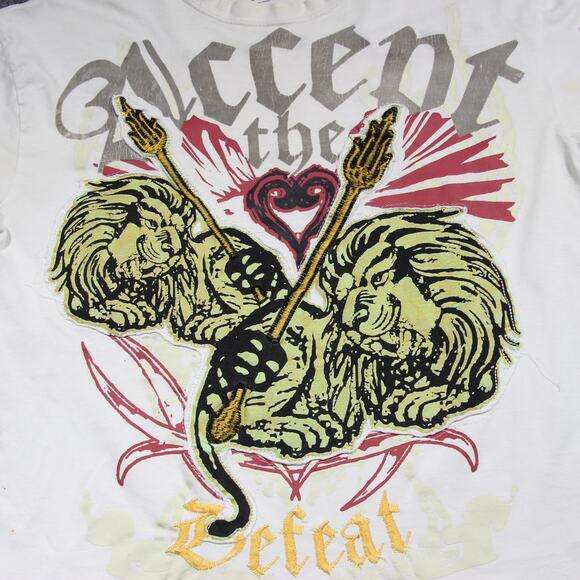 Y2K Affliction Type T Shirt Mens M White Grunge Goth Skater AOP Grunge Rare - Picture 2 of 7